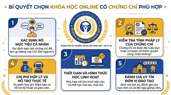 Khóa Học Online Ngắn Hạn Có Chứng Chỉ Uy Tín 2026 3 5 tiêu chí quan trọng và cách chọn khóa học online có chứng chỉ phù hợp với mục tiêu cá nhân.